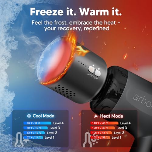 arboleaf Mini Thermacool Massage Gun, Heat and Cool Muscle Massager for Back Pain Relief, Hot Cold Percussion Massage, Heated Travel Massager Handheld Quiet, Gifts for Him Her - color: Midnight Gray