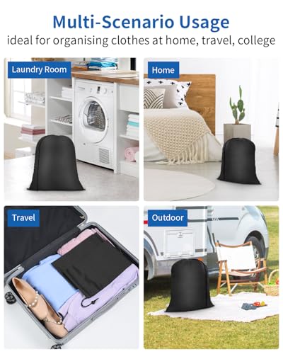 OTraki Small Laundry Bag 16x20 Inch Laundry Sack Bag with Drawstring Closure 2 Pack Laundry Wash Bag Dirty Clothes Organizer Machine Washable for Camp Drying Do Not Exceed 176℉ Black - size: 16x20 inch