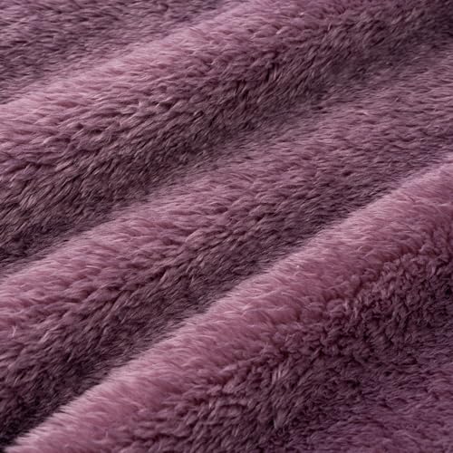 Berkshire Blanket Classic Extra-Fluffy™ Plush Blanket Queen Size, Soft Fuzzy Fluffy Long Hair Blanket for Couch Sofa Bed, Plum Smoke, 90x90 Inches - color: Plum Smoke, size: Full/Queen