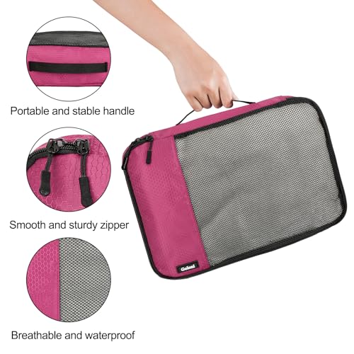 Packing Cubes for Travel Essentials,4 Set Packing Cubes for Suitcases,Lightweight Mesh Luggage Organizer Bag,Pink - color: Pink