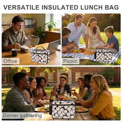 Baseball Lunch Bag Insulated Reusable Lunch Box Cooler Thermal Tote Bag For Teenage Boys Girls School Beach - color: Baseball