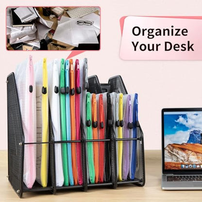 Umriox Mesh Zipper Pouch Bags, A3+A4 (Black, 24 Packs), Large Storage Bags, Zipper Bags for Office Supplies Travel Accessories and Board Games Storage - style: Black-24pcs A3+A4