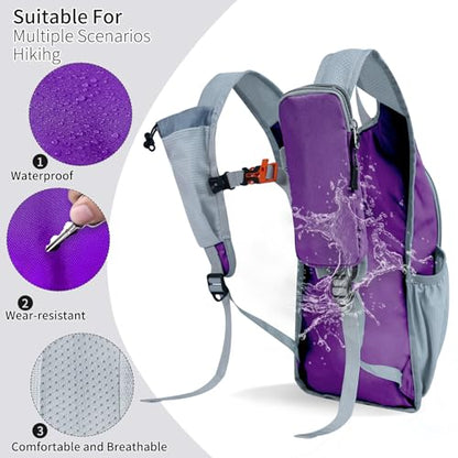 Hiking Backpack 10L/15L Small Daypack Lightweight Packable Travel Foldable Water Resistan for Women Men (Deep Purple, 15L) - color: Deep Purple, size: 15L