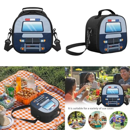 Kids Boys School Backpacks Set,Police Car Schoolbag Matching Combo for Preschool Primary, Lightweight Bookbag, Lunch Box Bundle and Pen Case Set - color: Police Car