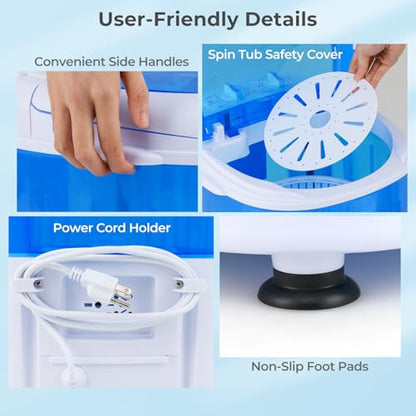 ARLIME Mini Washer and Dry Combo, 5.5 lbs Small Laundry Washer with Drain Hose & Spin Tub, Top Loading & Semi-automatic, Small Washing Machine for Drom RV Apartment (Blue) - color: Blue