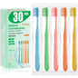 30-Pack Premium Bulk Disposable Toothbrushes, Individually Wrapped, Soft Bristles, Peanut Grip Handle for Travel, Guest Bathroom, Hotel & Emergency Kits, Family, Kids & Adults, Single Use - size: 1 Count (Pack of 30)