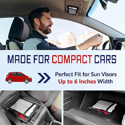 Mini Car Sun Visor Document Holder - Visor Accessories for Women and Men - Small Auto Organizer, Registration & Insurance Holder - Minimalist Design (Black)