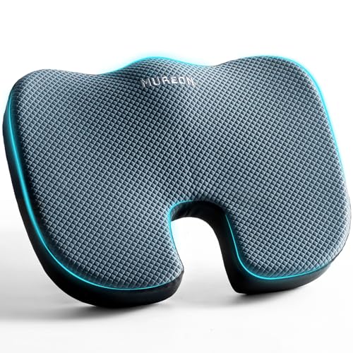 Mureon Office Chair Cushion, Large Ergonomic Memory Foam Seat Cushion for Hip Pressure Relief, Non-Slip Support for Car and Office Chair, All Day Comfort - Navy