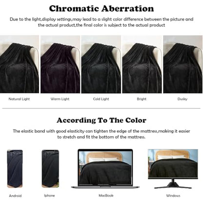NEWCOSPLAY Super Soft Throw Blanket Black Premium Silky Flannel Fleece Leaves Pattern Lightweight Bed Blanket All Season Use (Black, Throw(50"x60")) - color: Black, size: Throw(50"x60")