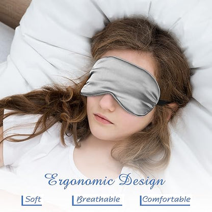 BBTO 4 Pcs Silk Sleep Eye Masks Smooth Soft Satin Eye Covers with Adjustable Strap Blindfold for Sleeping Blocking Out Lights Travel Relaxation (Black, Grey, Dark Green, Pink) - color: Black, Grey, Dark Green, Pink