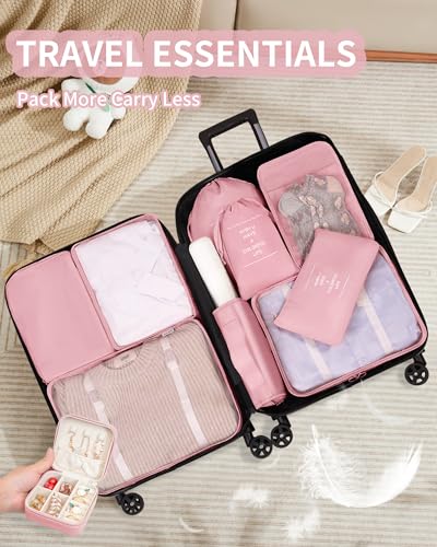 Packing Cubes 11 Set, Suitcase Organizers, Luggage Organizer Bags, Packing Cubes for Travel, with Toiletry Bag, Travel Essentials,Pink - color: Pink