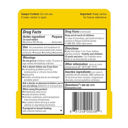 Dramamine Motion Sickness Less Drowsy, for Nausea Relief During Travel, 16 Count - size: 16 Count (Pack of 1)