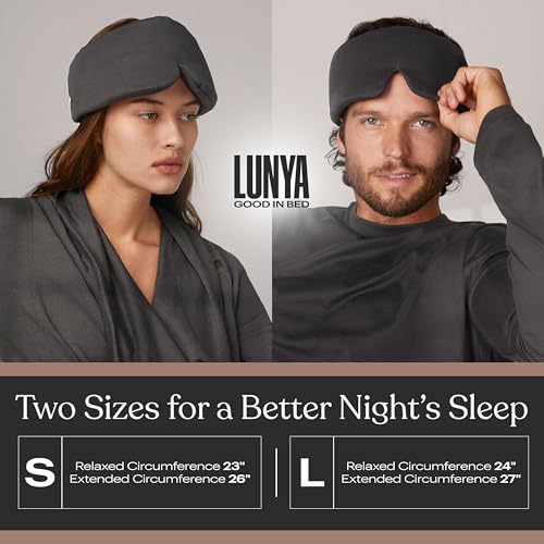 Lunya Washable Silk Sleeping Mask - Thermoregulating Mulberry Silk, Light Blocking and Comfortable Fit – Sleep Mask for Women and Men with Box - Delicate Pink - Large - color: Delicate Pink - Large, size: Large