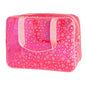 Clear Star Large Cosmetic Bag and Travel Pouch with Handle,Durable Material,Zipper Design-Ideal for Makeup,Travel Essentials (Pink+Shiny Star) - color: Pink+Shiny Star