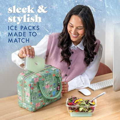 Cool Coolers by Fit & Fresh Slim Ice Packs, Quick Freeze Reusable Ice Packs for Lunch Boxes & Coolers, Long-Lasting, Space Saving Lunch Ice Packs, Sage, 4Pk - color: Sage (4 Pack)