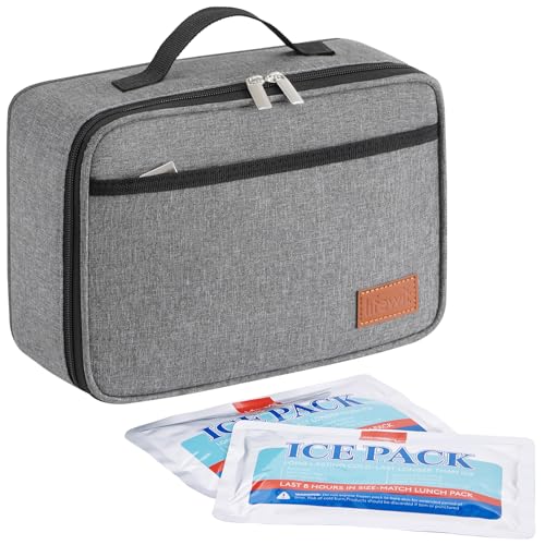 Lifewit Freezable Lunch Box, Insulated Reusable Lunch Bag with 2 Ice Packs, Mini Cooler Snack Bag for Bento Box for Salad, Sandwich, Snacks fo Men Women for Work, Gray 5L - color: Gray, size: 5L