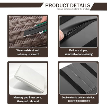 Car Armrest Cushion, 12.2"×8.3" Leather Auto Memory Foam Center Console Pad with Storage Pocket, Waterproof & Anti-Scratch Elbow Pillow Armrest Seat Box Protector, Universal Fit (Coffee) - color: Coffee
