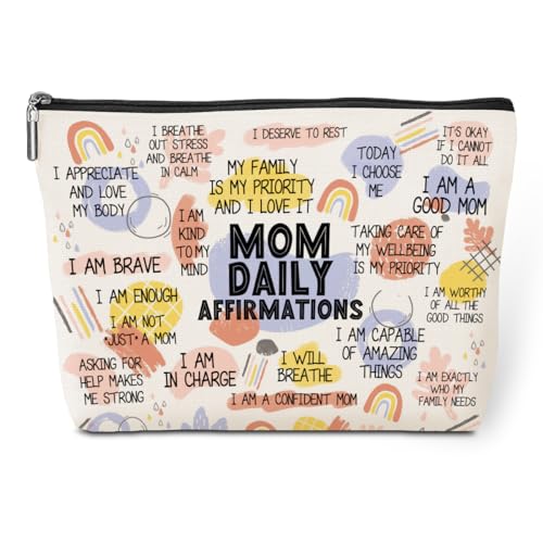 Daily Affirmations for Women Makeup Bag Mom Gifts Mom Stuff Mental Health Gifts Inspirational Gifts for Women Mother Mama Mommy Gifts for Mom from Daughter Son Birthday Mothers Day Travel Toiletry Bag - color: Multicolor623