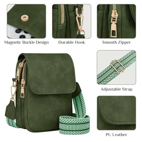 Fashion Small Crossbody Bags for Women Trendy Designer Cell Phone Purses Wallets with Card Holder Anti Theft Travel - color: Darkgreen