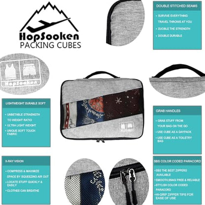 5 Set Packing Cubes for Travel Large Suitcase Luggage Organizer Bags Travel Accessories Vacation 4 Cubes 1 Laundry Pouch Bag - color: Snow Gray