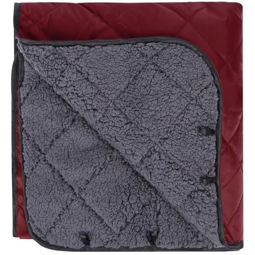REDCAMP 79"x79" Winter Outdoor Blanket with Sherpa Lining, Waterproof & Windproof Cold Weather Blankets, Extra Thick Warm Blanket for Camping Stadium Car Dog, Machine Washable Portable Red - color: Red/79''x79''
