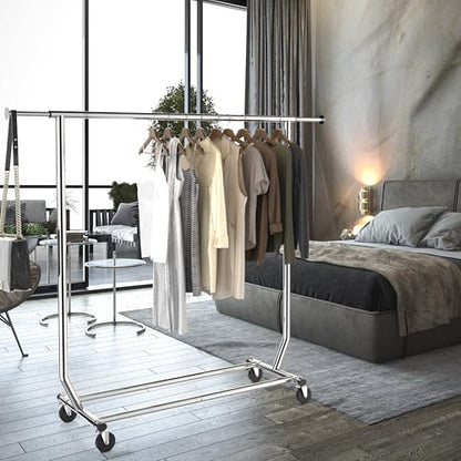 Simple Houseware Supreme Commercial Grade Clothing Garment Rack, Holds Up to 250 lbs, 50 to 75 Inches Extendable Rod, Chrome - color: Chrome, size: Commercial Grade