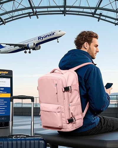 VGCUB Large Travel Backpack Bag for Women Men,Carry on Backpack,17 Inch Laptop Business Work Waterproof Backpack with Laptop Compartment,Person Item Flight Approved,Mochila de Viaje,Pink Large - color: Pure Pink, style: Xx-large