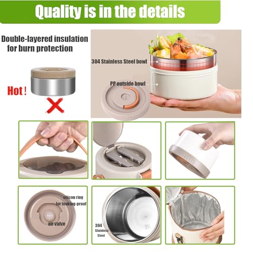 67 oz Adults Thermo for Hot Food 2L 9.06 in 3 Layer Stainless Steel Vacuum Soup Food Thermo Hot Food Jar Bento Box for Men, Women, Suitable insulated Lunch Box for 12+ Camping, Office & Travel Use - color: opaline