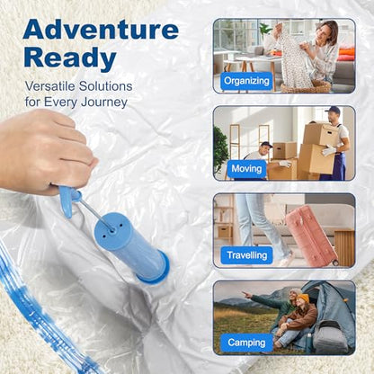 HOUSE DAY 22 Pack Vacuum Storage Bags with Pump,Space Saving Vacuum Seal Bags For Clothing Travel,4 Jumbo/4 Large/4 Medium/4 Small, 2S/2XS/2XXS Roll Up Bags, Hand Pump Included, Sealer Clothes Storage - size: 22 Pack