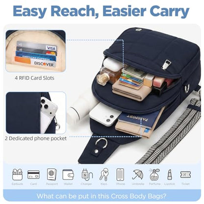Anti Theft Sling Bag for Men & Women, Lightweight Puffer RFID Crossbody Bag for Travel, Commuting & City Walking, Hands-Free Everyday Essentials Bag Dark Blue - color: Dark Blue