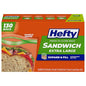 Hefty XL Press to Close Plastic Sandwich Expand and Fill Food Storage Bags, 130 Count - size: Sandwich, style: 130 Count