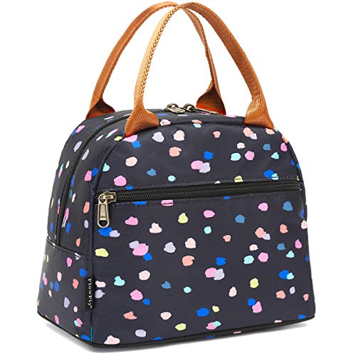FlowFly Insulated Lunch Cooler Bag - Tote Organizer for Women/Men, Black Flower - color: Black Flower