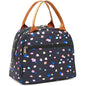 FlowFly Insulated Lunch Cooler Bag - Tote Organizer for Women/Men, Black Flower - color: Black Flower