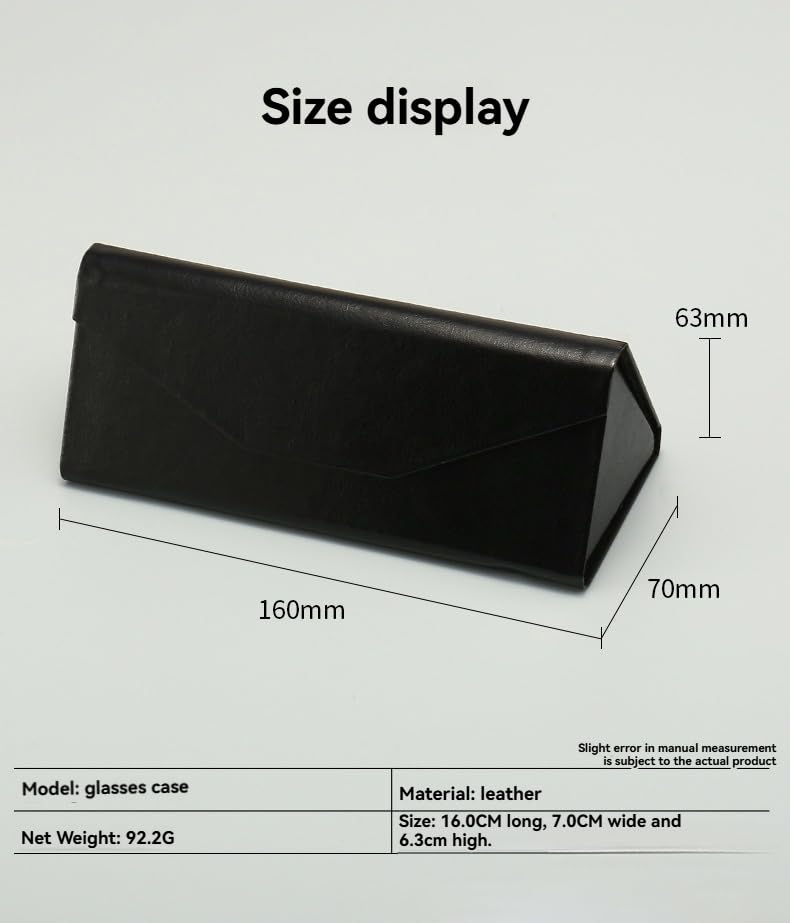 Portable Leather Glasses Case Anti-pressure Glasses Bag Coin Purse Storage Bag Suitable for Men and Women - color: Folding Black