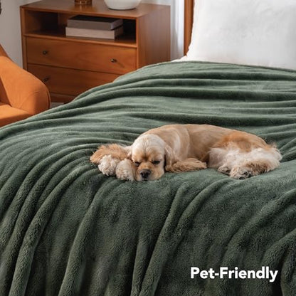 Berkshire Blanket Classic Extra-Fluffy™ Plush Blanket King Size, Soft Fuzzy Fluffy Long Hair Blanket for Couch Sofa Bed, Dark Sage Green, 90x108 Inches - color: Dark Sage Green, size: King/Cal King