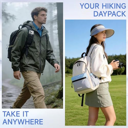 Lightweight Hiking Bag 16L Waterproof,Foldable Backpack for Hiking Essentials,Packable Back pack for Cycling Gym,Grey - color: Grey