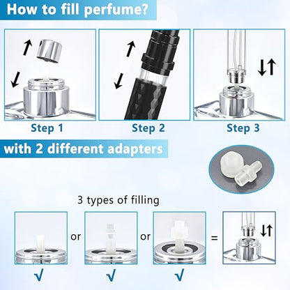 Travel Perfume Atomizer Bottle Refillable - 5ml Leakproof Fragrances Perfume Atomizer, Portable Perfume Sprayer, Perfume Refillable Bottle for Traveling (Black) - color: Black