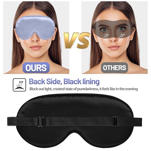 Sleep Mask, Silk Eye Mask for Sleeping with Adjustable Strap, Blindfold Eyeshade for Men & Women, Comfortable & Soft Eye Cover Eyeshade for Night Sleep (Light Purple) - color: Light Purple