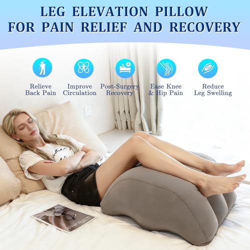 WIOR Inflatable Leg Elevation Pillow, Wedge Pillow for Sleeping Legs Swelling, Portable Blow-Up Leg Support Elevating Pillows for Injury Recovery Blood Circulation Knee Hip Foot Ankles Pain Relief