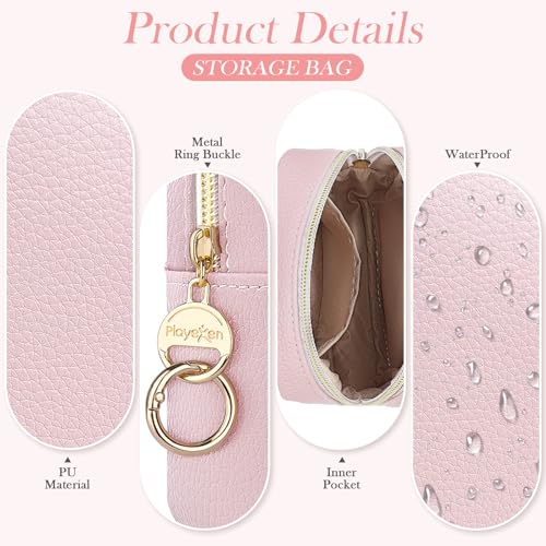 4.9" Small Makeup Bag for Purse, PU Leather Mini Cosmetic Bag with Ring Buckle, Portable Small Makeup Travel Toiletry Pouches for Daily Use/Travel/Birthday/Wedding/Christmas (Beige) - color: Beige-4.9 inch