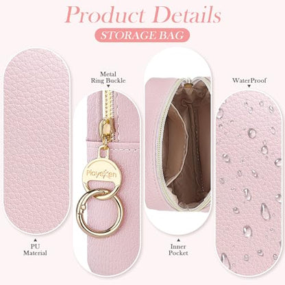 4.9" Small Makeup Bag for Purse, PU Mini Cosmetic Bag with Ring Buckle, Portable Small Makeup Travel Toiletry Pouches for Women, Birthday/Wedding/Christmas Gifts (Brown) - color: Brown-4.9 inch