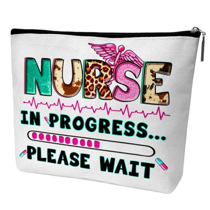 Nurse Graduation Gifts for Women, Nurse Medical Makeup Bag Appreciation Birthday Gifts for Nurses, Nursing Essentials Travel Cosmetic Pouch Bags with Zipper - B01 - style: Nurse in Progress Please Wait