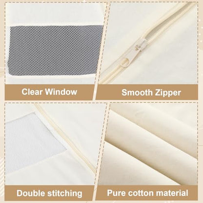 Aliceset 6 Pcs 24 x 50 Inches Cotton Garment Bags for Hanging Clothes, Canvas Suit Bags for Clothes Coats Jackets Shirts Closet Storage Travel Gusseted Hanging Garment Cover - size: 50 inches