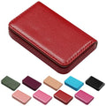 Business Credit Card Holders, Magnetic Sealing Anti Drop, PU Leather Debit Card Protector Organizer Case (Ruby Red) - color: Ruby Red
