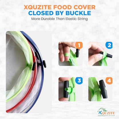Pop Up Mesh Food Covers - Collapsible Pop Up Food Cover Set for Camping, Picnic and Outdoors - Complete with Plastic Food Cover Wraps