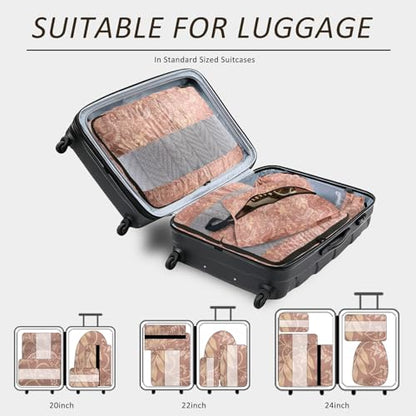 U+U 5 Set Packing Cubes for Travel Essentials Ultralight Luggage Packing Organizers with Laundry Bag and Shoe Bag for Vacation, Business Trip and Camping (Paisley Pattern) - color: Paisley Pattern