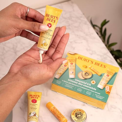 Burt's Bees Mothers Day Gifts Ideas - Essentials Everyday Set, 5 Travel Size Products - Deep Cleansing Cream, Hand Salve, Body Lotion, Foot Cream and Original Lip Balm - style: Everyday Essentials Set- New
