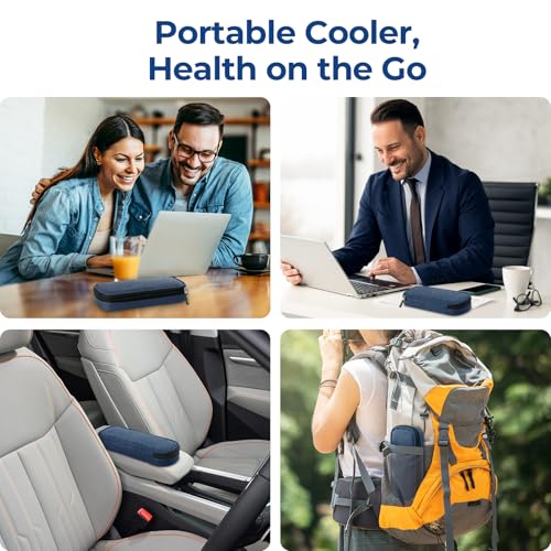 AUVON Insulin Pen Cooler Travel Case with 2 x 90g TSA Approved Ice Packs, Diabetic Medication Insulated Cooling Bag for Insulin Pens and Diabetic Supplies Storage, Compact for Daily Life and Trips - color: Navy Blue
