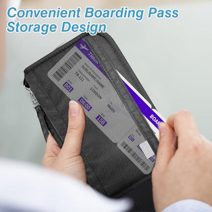 Travel Document Organizer&Passport Wallet - RFID Blocking, Lightweight & Waterproof Large Capacity Travel Passport Holder Women & Men for Travel Essentials