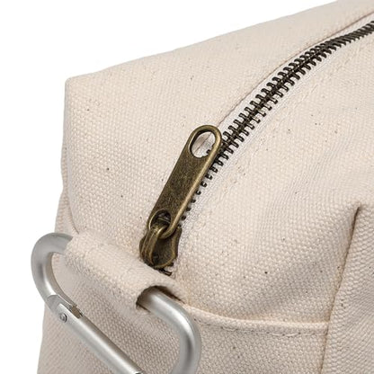 Organizer Bag -Lightweight Cosmetic Bag with Ring Clasp, Perfect Travel Makeup Bag for Women,nylon Stand Up Design (Beige/Canvas) - color: Beige/Canvas